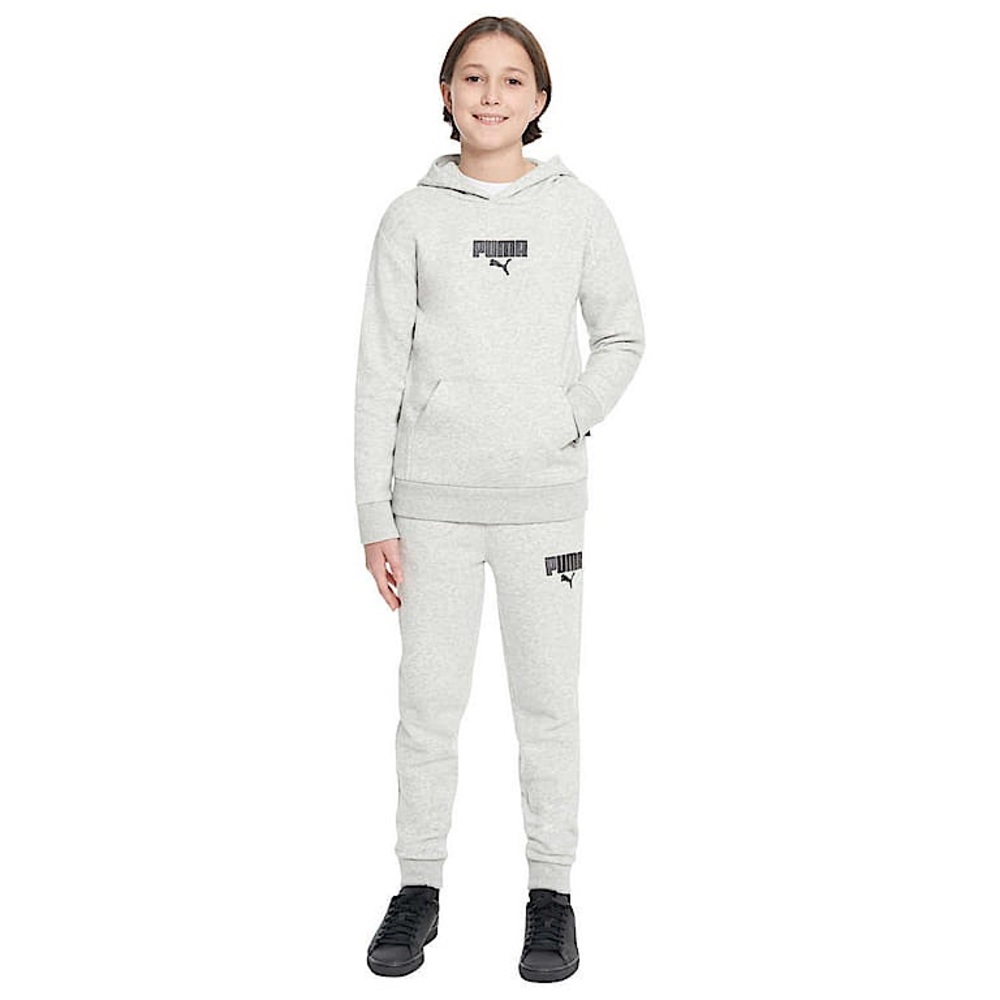 Puma Heather Gray Logo Hooded Sweatshirt, Kids Size Large (14/16).